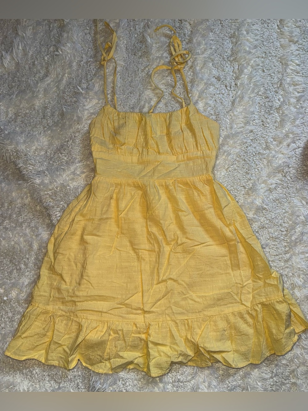 La Hearts Yellow Tie-Strap Ruffled Sundress